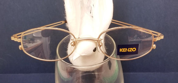 New Vintage KENZO Eyeglasses Matte Gold Classic Style with K.E.N.Z.O Blocks WOW