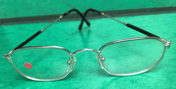 New Vintage Silver Frames Black Sides & Temples Eyeglasses Free US Shipping