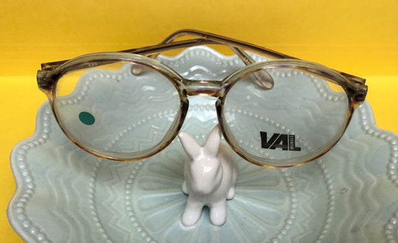 New Vintage VAL Eyeglasses Clear Frame w/ Leopard-Like Design In Temples ~ Sale! Discounted Closeout Price!