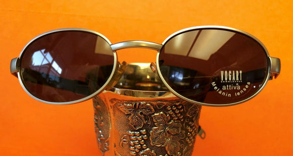 New Designer VOGART Sunglasses 24671 Silver w Black Rubber Temples Made In Italy